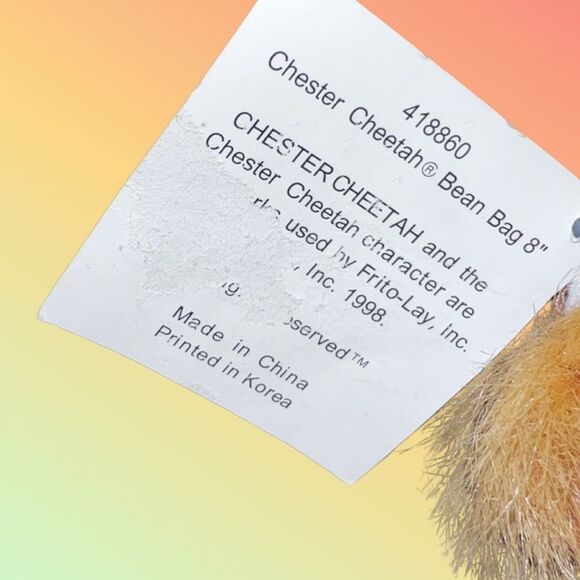 RARE NWT 1998 Vintage Chester Cheetah Bean Bag Planet Lunch Promo Plush 8” - Picture 6 of 7